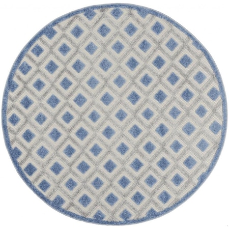 Homeroots 5 ft. Round Blue & Gray Indoor & Outdoor Area Rug 385154